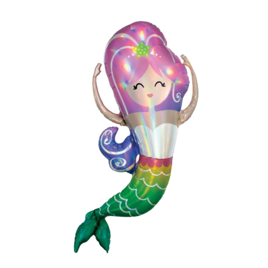 Beautiful giant Mermaid Balloon. 104cm. Multicoloured.
