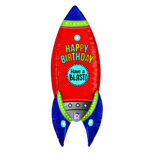 Red and blue giant rocket balloon.