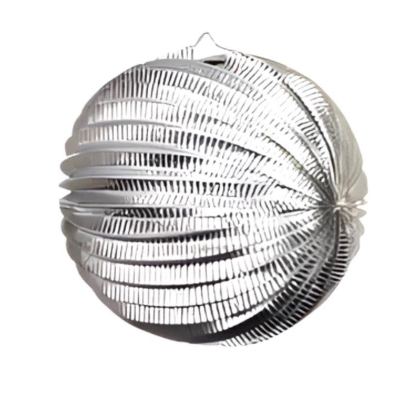 Shiny Silver Accordion Lantern. Large 35cm
