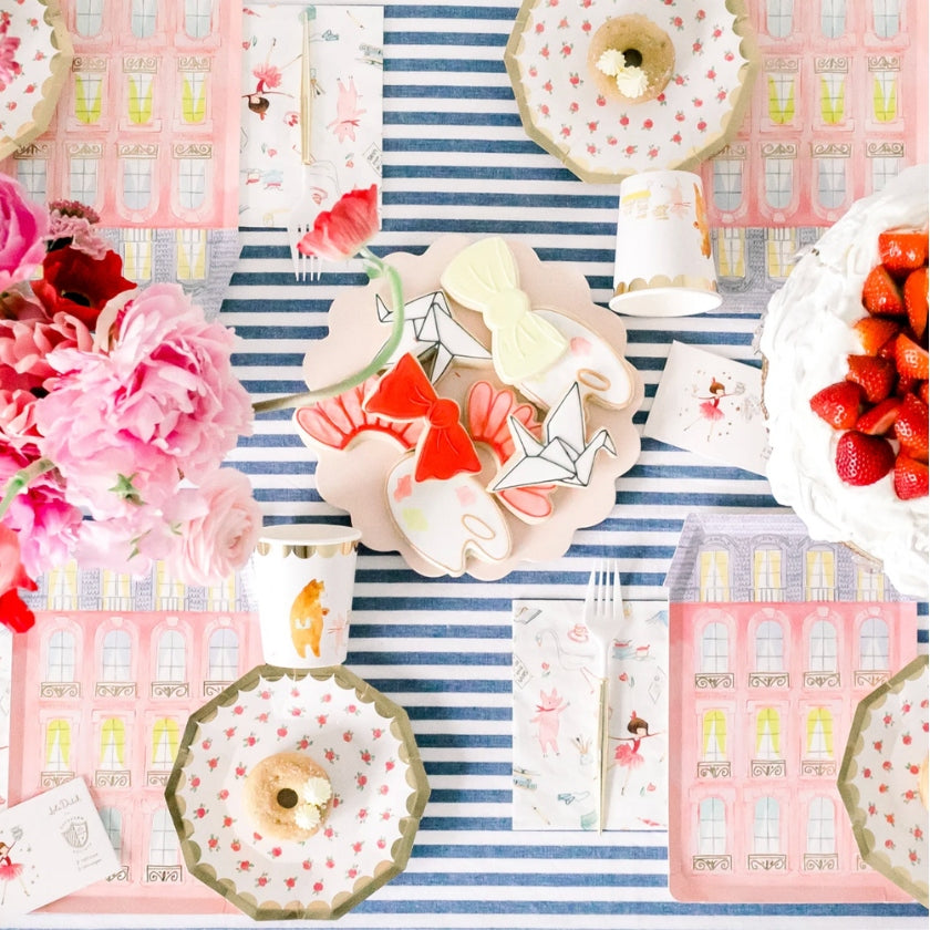 Pretty Lola Dutch Table Setting with tea rose small plates and maison large plates and cups