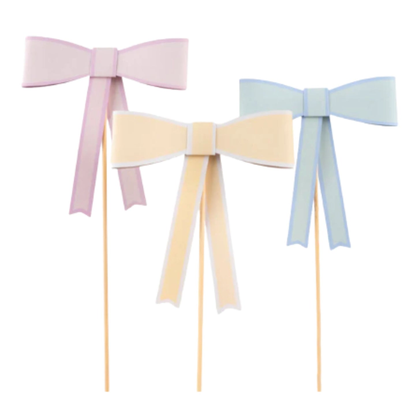Pastel Bow Cake Toppers in 3 different Colours & sizes