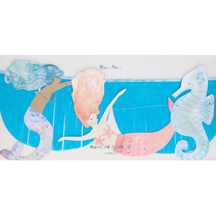 Gorgeous Mermaid Fringed garland by Meri Meri. Featuring Mermaids, Seahorse and Seashells