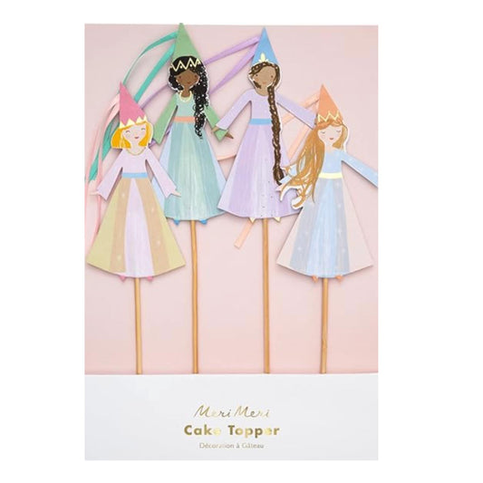 Gorgeous Princess Cake Toppers With Flowing Ribbon In 4 Different Designs & Colours. Eco Friendly