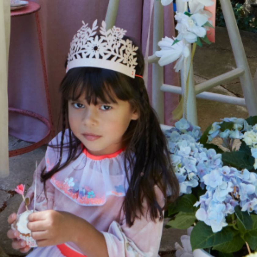 Displaying the gorgeous pink glitter Meri Meri Princess Crowns