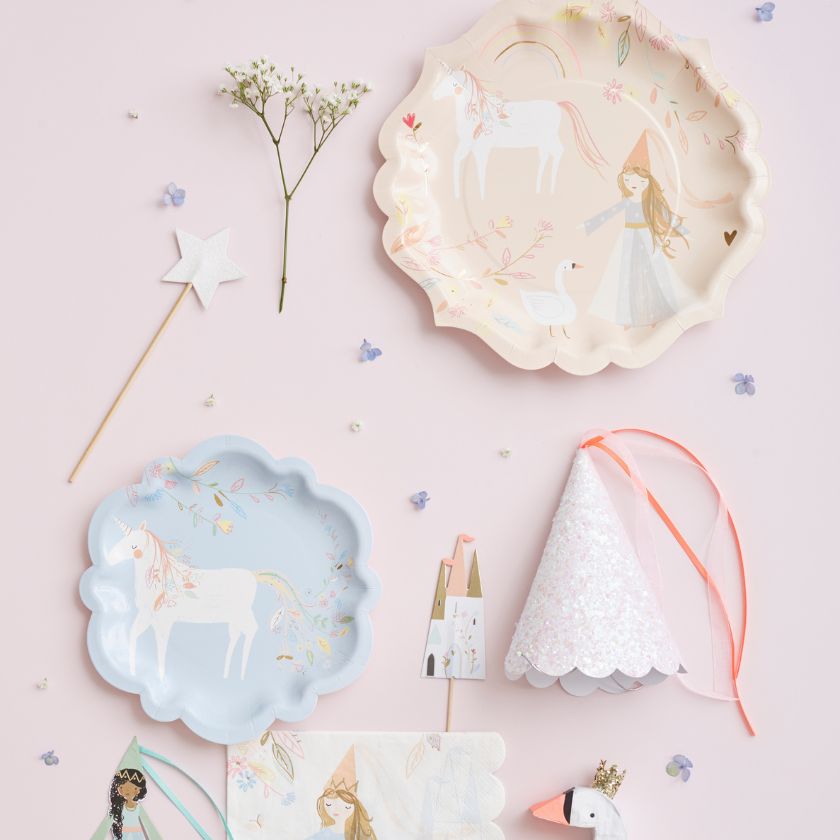 Stunning Princess plates, princess hats, princess cake toppers and tableware