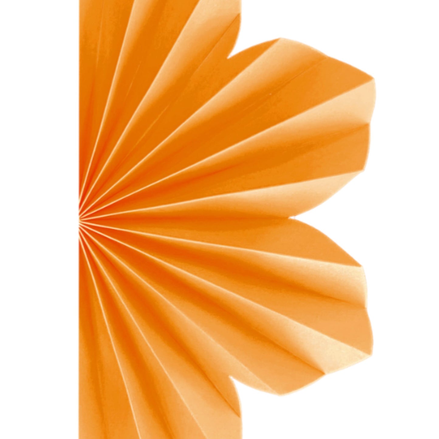 Close-up of an orange paper fan on a white background