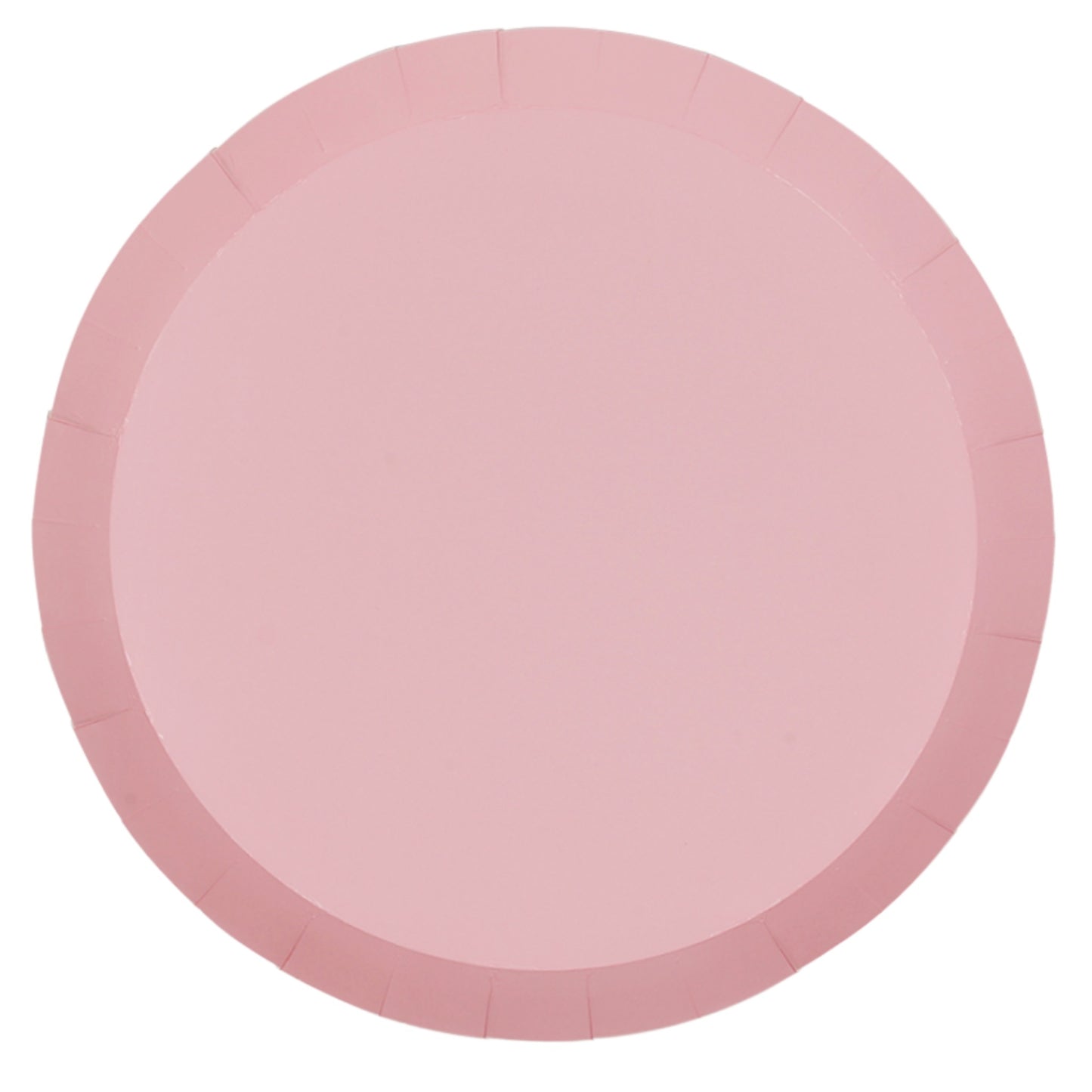 Large round Paper dinner plates in pastel pink. 26cm