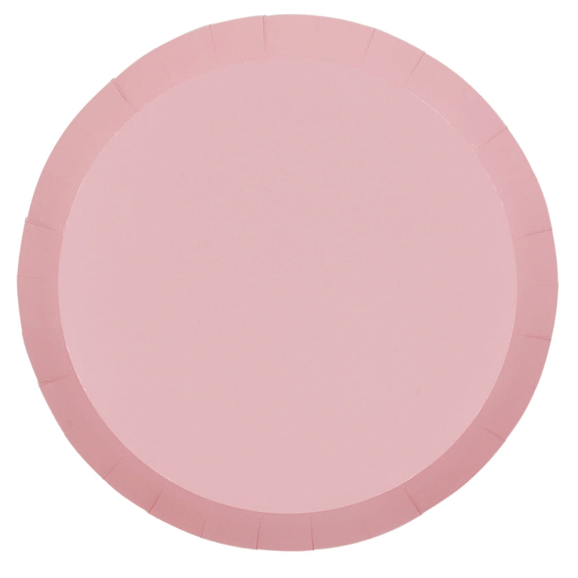 Large round Paper dinner plates in pastel pink. 26cm