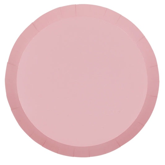 Large round Paper dinner plates in pastel pink. 26cm