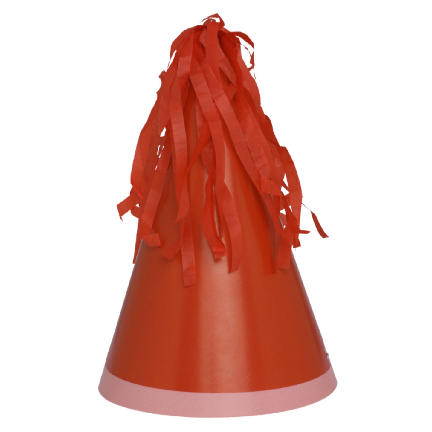 Red paper party hat with red paper tassels