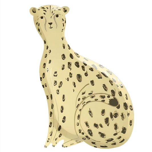 Gorgeous safari Cheetah shaped plates by Meri Meri in a soft taupe colour