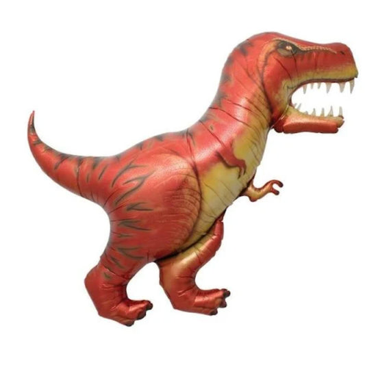 Giant t-rex balloon in burnt orange colour