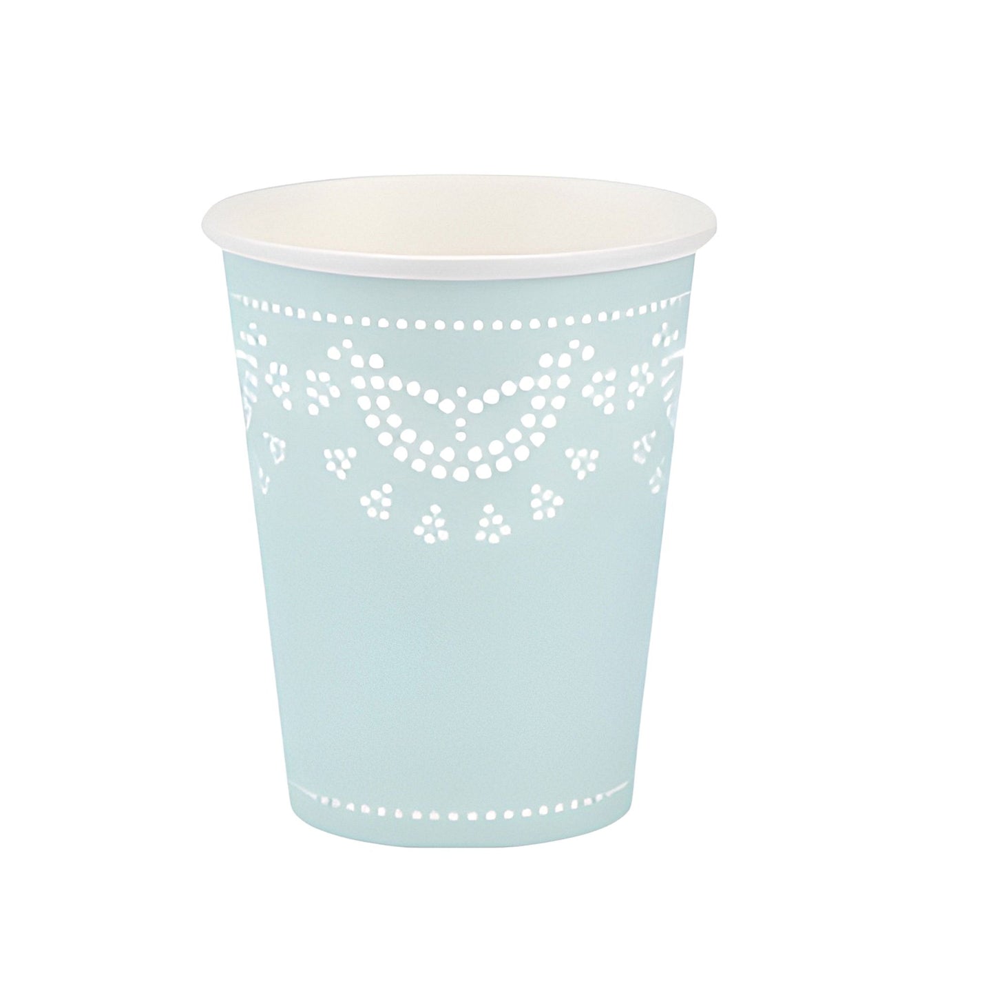 Gorgeous Tiffany Blue Paper Cup With White Lace detail On Top. 260ml
