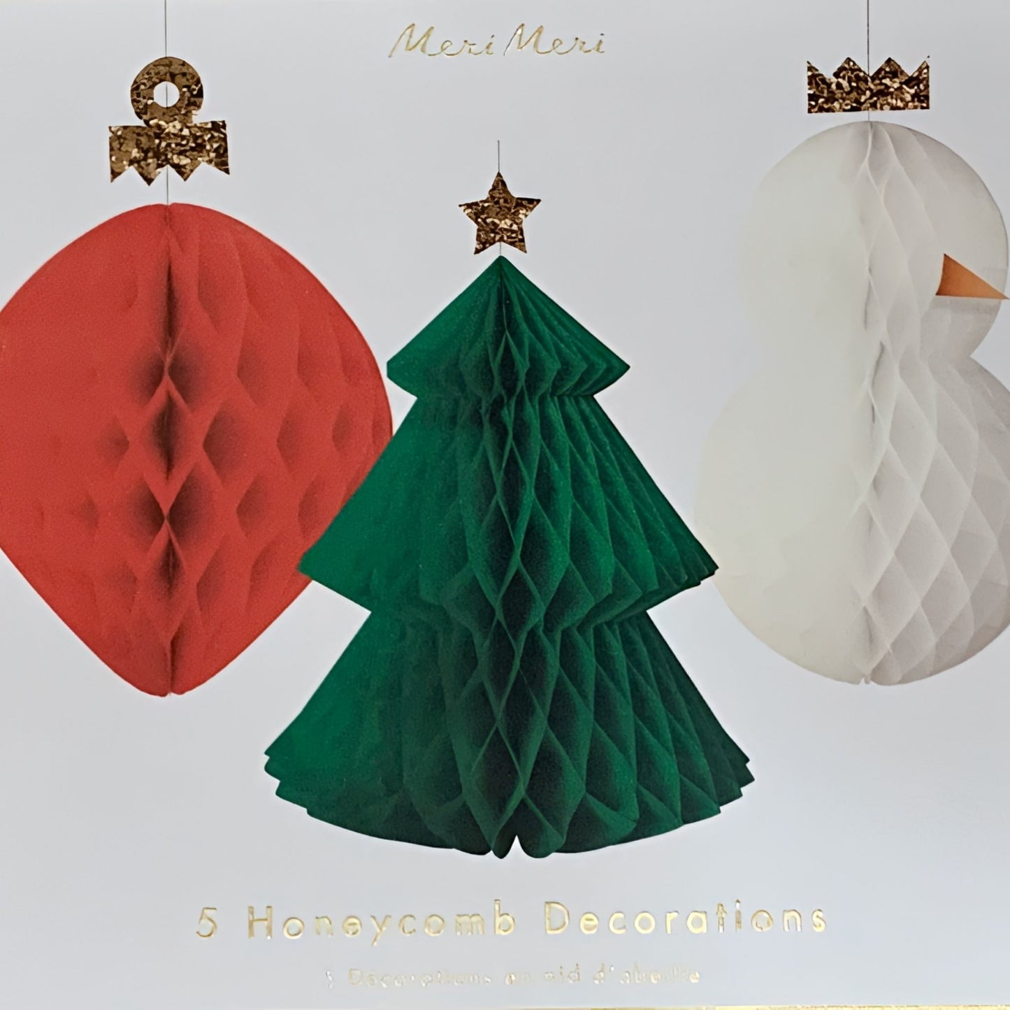 Gorgeous Christmas Honeycomb Decorations in 4 different designs. 5pack including Christmas tree, teardrops and Snowman.