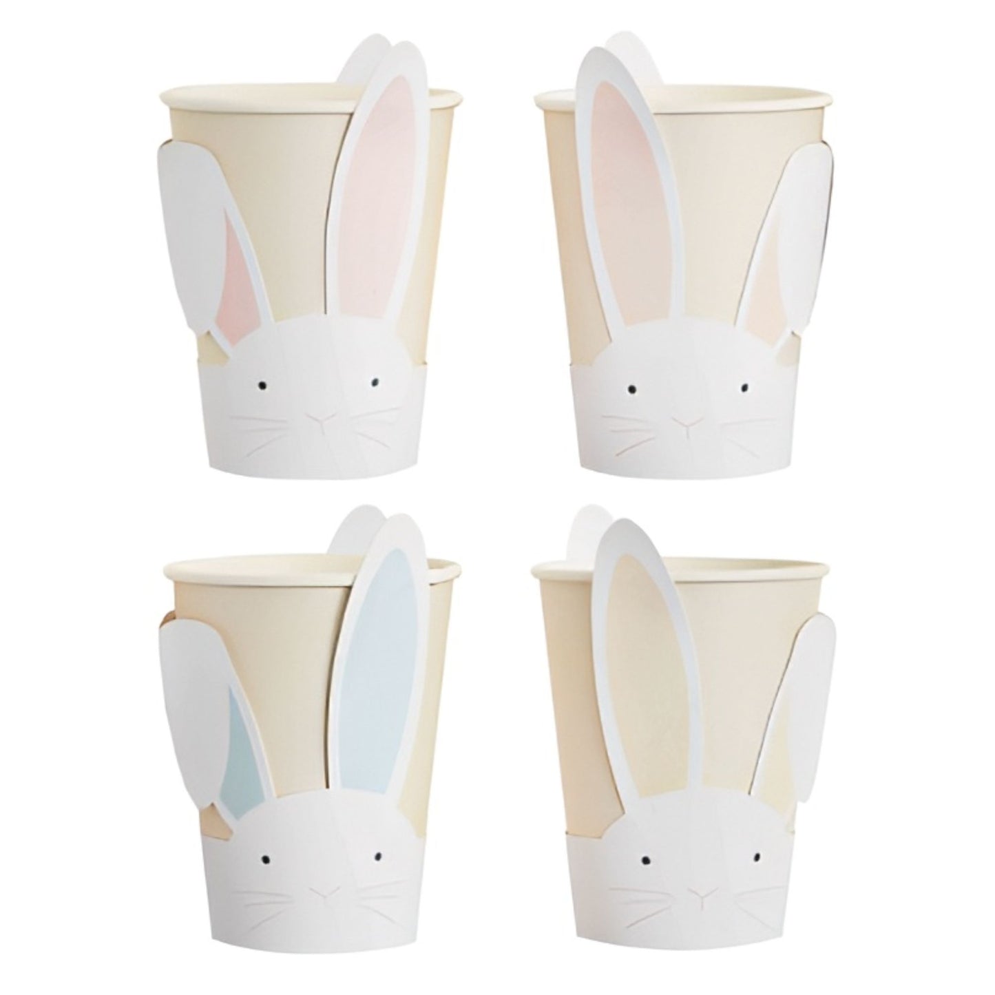 Adorable Easter Bunny Cups with bunny face and ears at front of cup in pastel colours