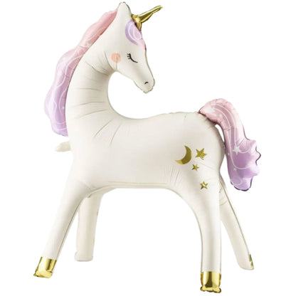 Absolutely stunning standing Unicorn Balloon in white with pink & gold detail