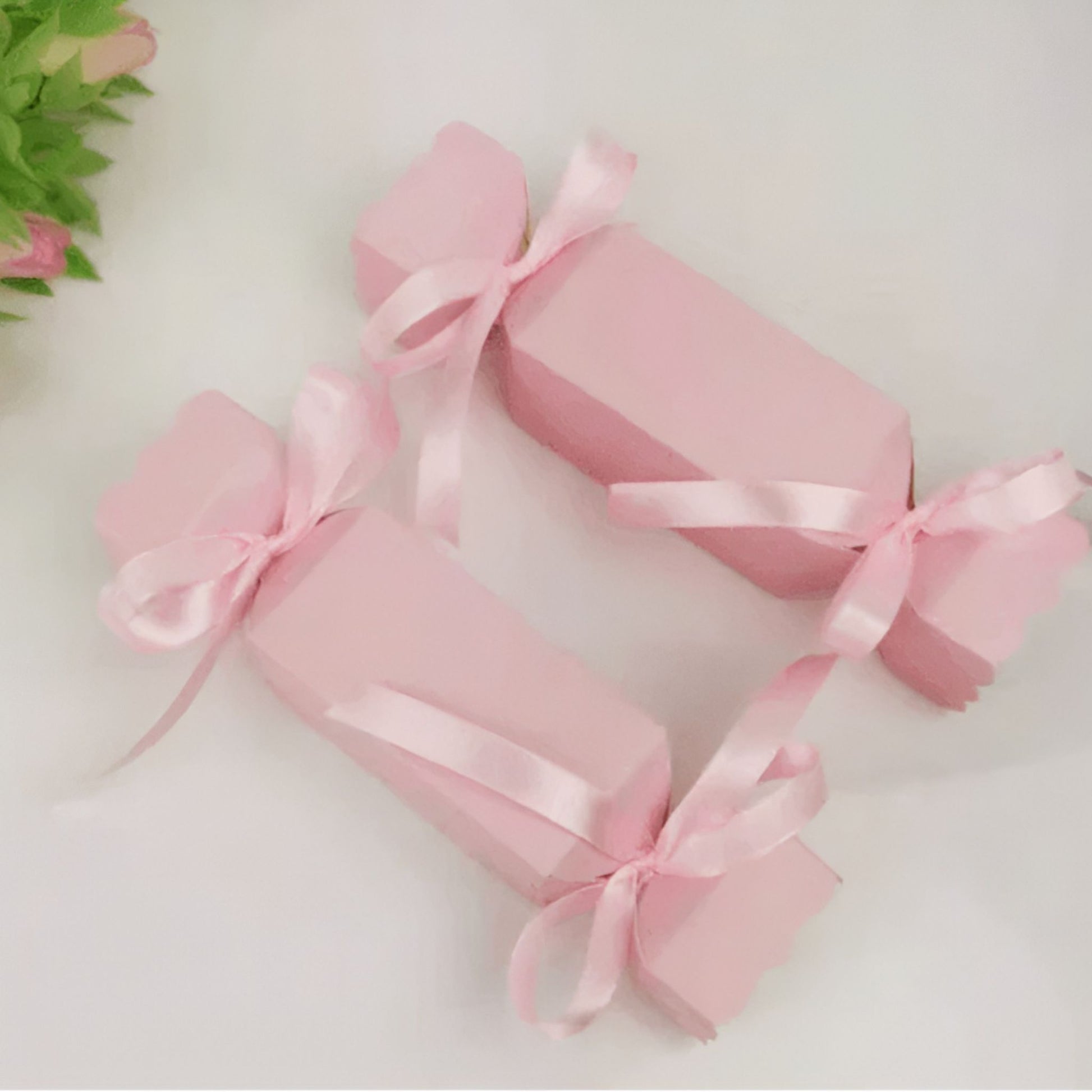 Beautiful Pink Favour Bon Bons with Pink Satin Ribbon