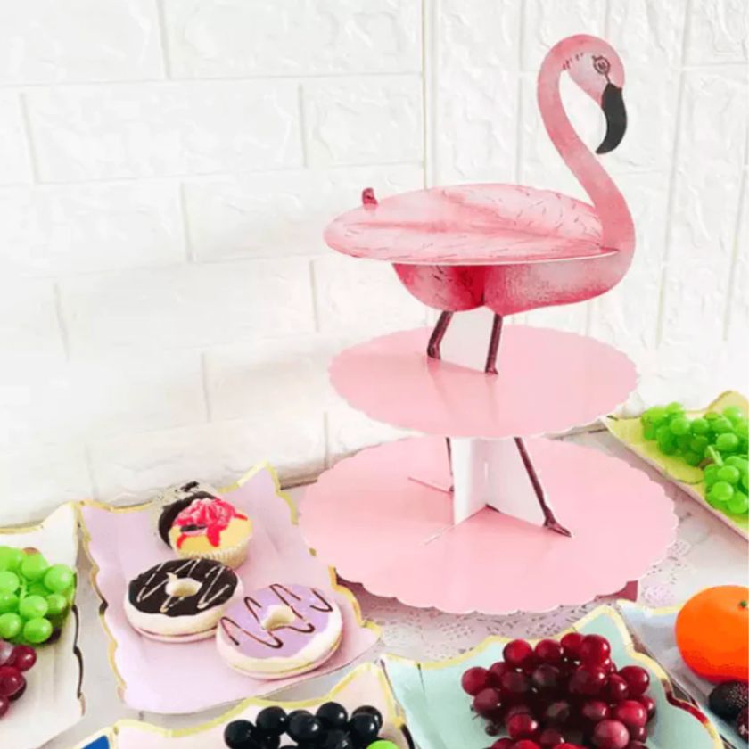 Fabulous Pink Flamingo 3 Tier Cake Stand