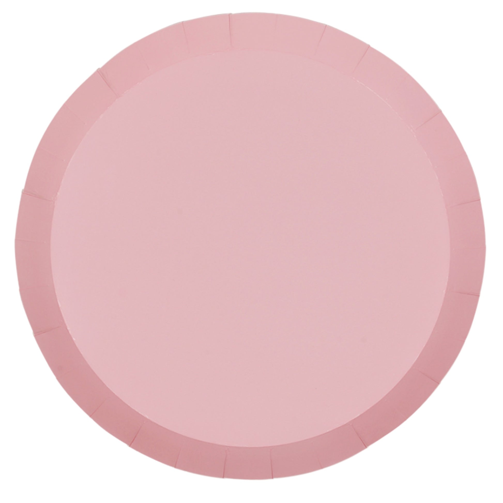 Large round Paper dinner plates in pastel pink. 26cm 