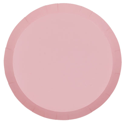 Large round Paper dinner plates in pastel pink. 26cm 