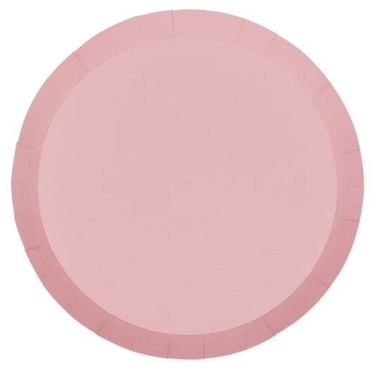 Large round Paper dinner plates in pastel pink. 26cm 