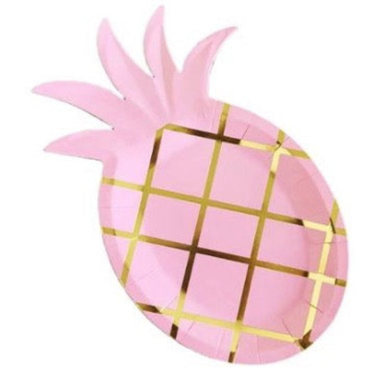 Pink Pineapple Plates With Gold Print