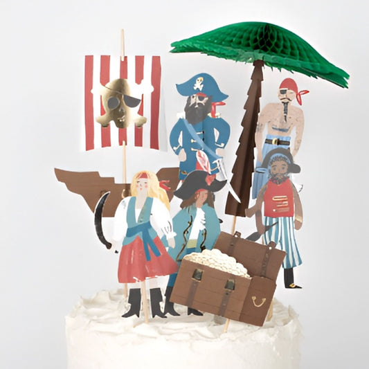 Fantastic Pirate Cake toppers by Meri Meri.  7 different designs including palm tree and chest