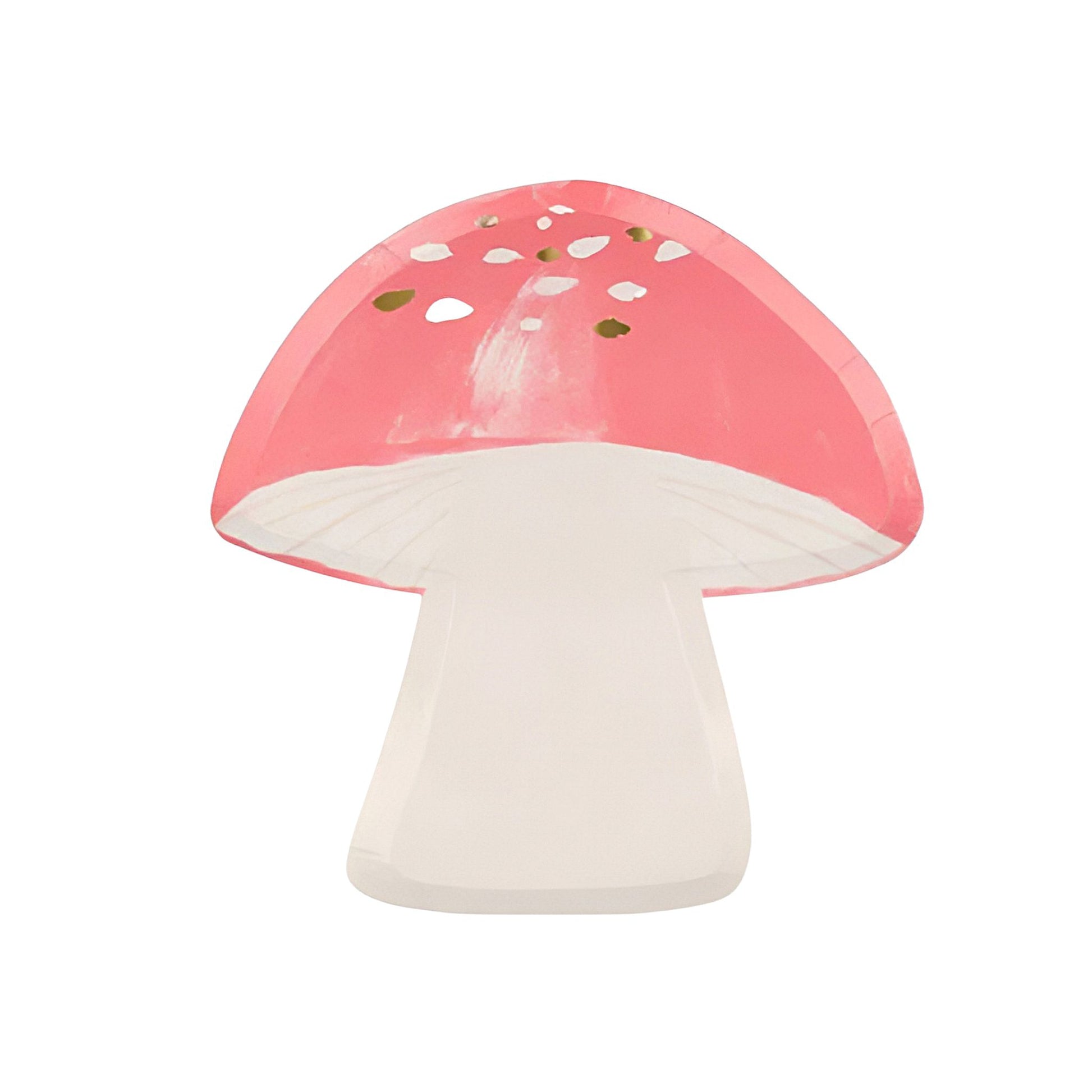 Red toadstool shaped plate by Meri Meri. White base and red top. 21cm.