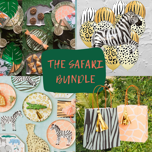 Amazing Safari Party bundle with plates, balloons, cups , party bags & straws