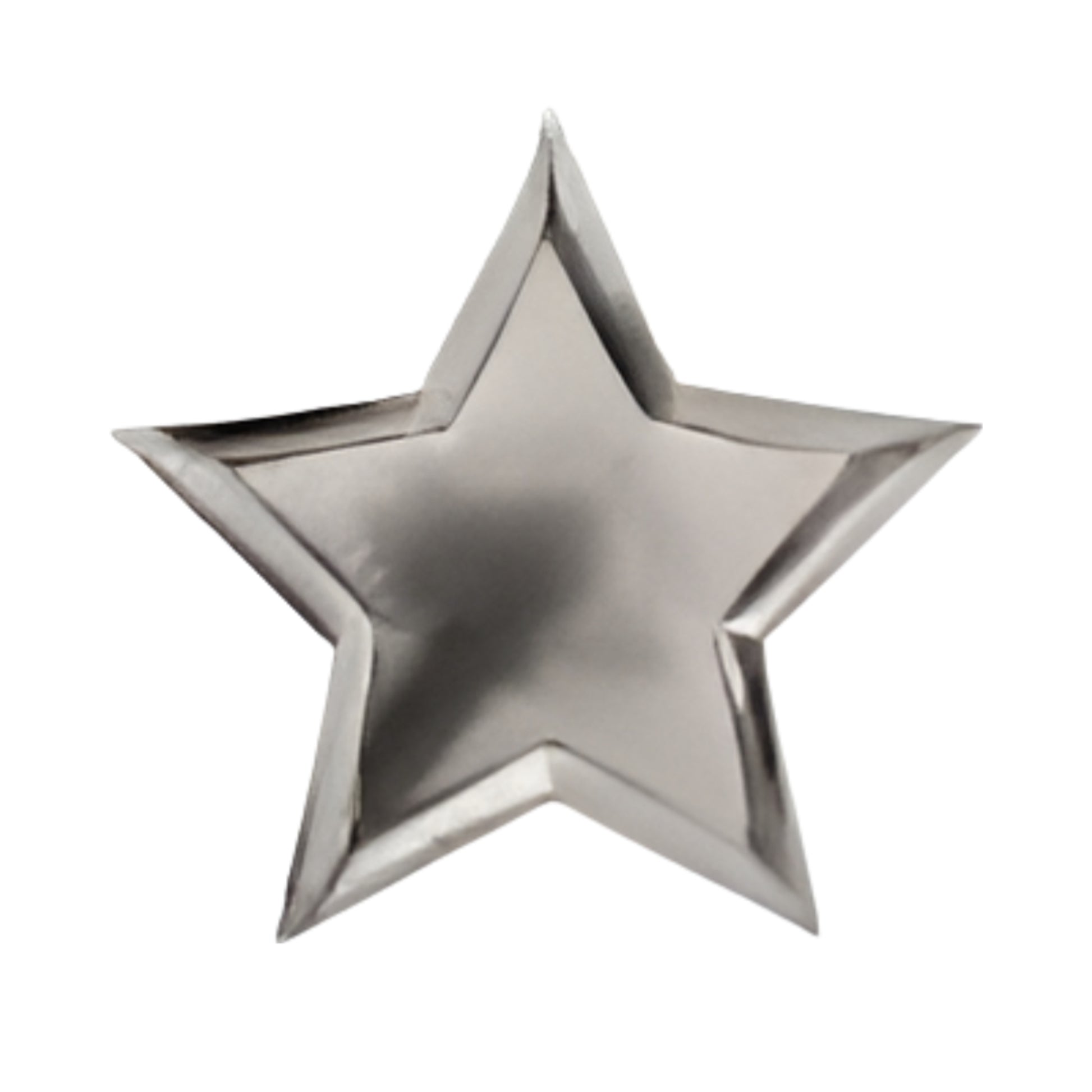 Super Silver star shaped paper plates in silver foil