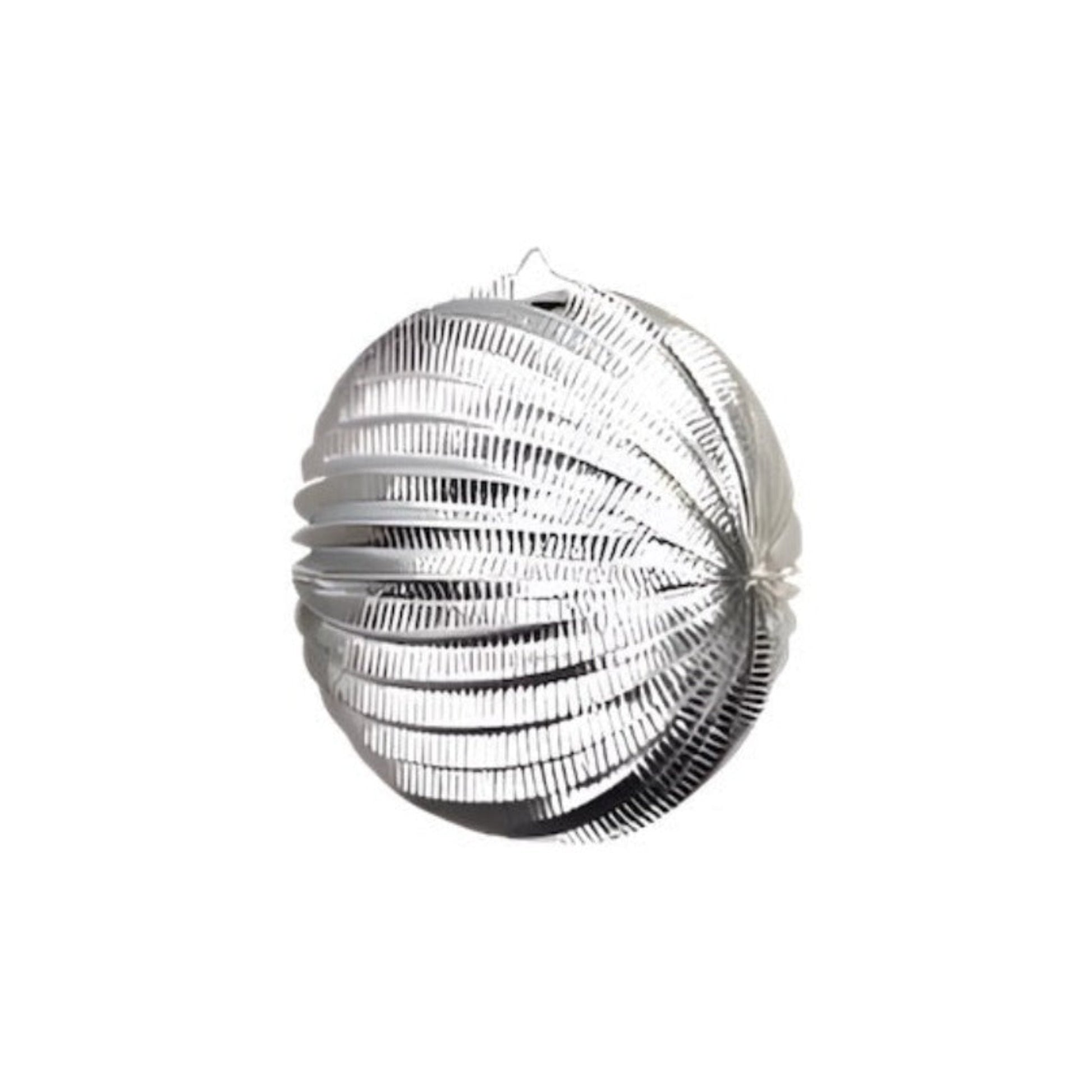 Small Accordion style metallic silver lantern | 25cm