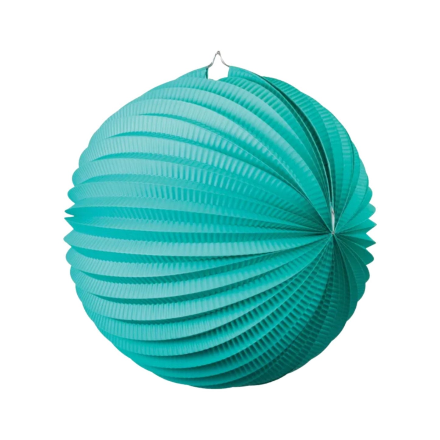 Accordion style paper lantern in turquoise. 25cm