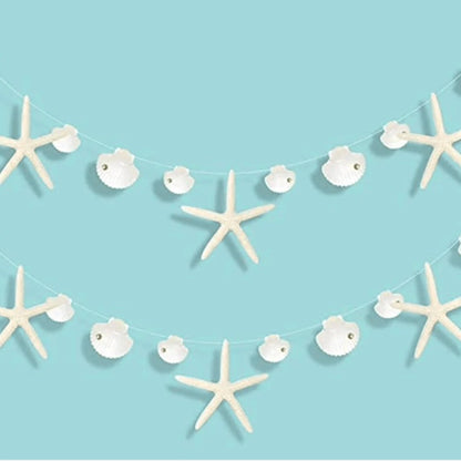 White starfish and shell sea themed garland. 3m
