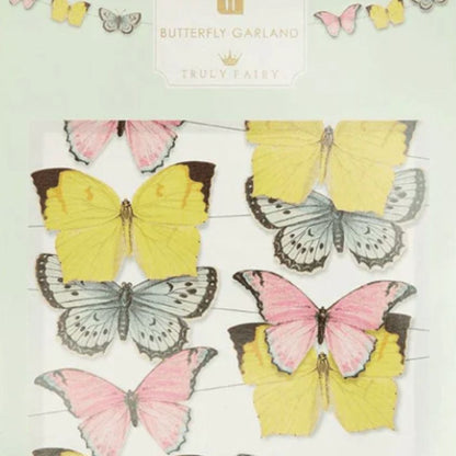 Stunning Butterfly Garland in 3D by Talking Tables. 3m long and Butterflies in yellow, blue and pink