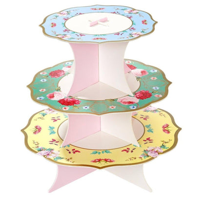 Truly Scrumptious Cake Stand by Talking Tables. 3 Tier in Floral Design and reversible