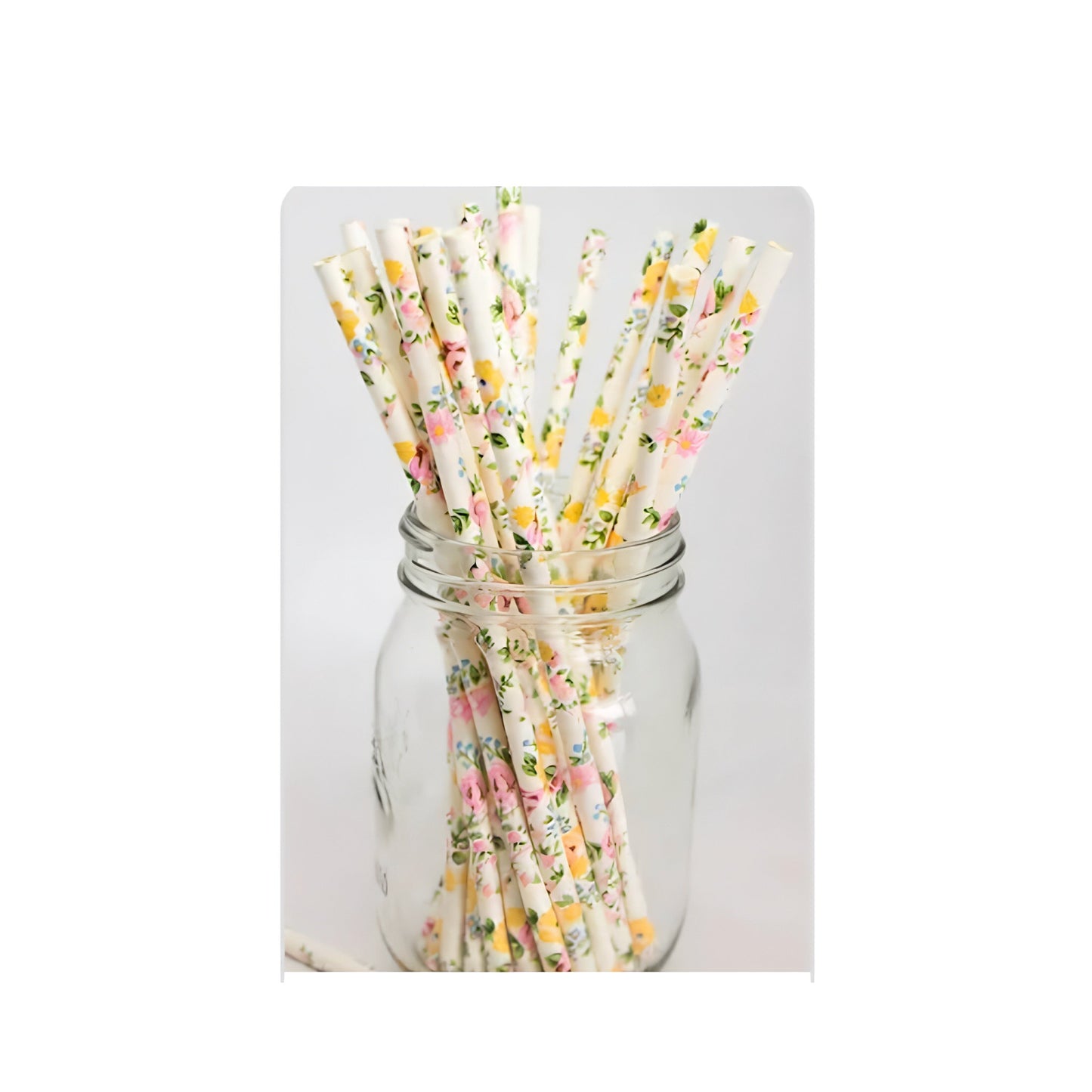 Beautiful Vintage Style Paper Straws With Floral Design. 25pk