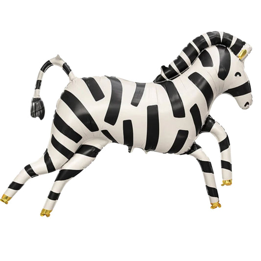 Extra large black and white zebra helium balloon. 115cm