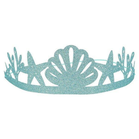 Stunning Mermaid Crown in Pale glitter blue with shells, starfish ad seaweed cutouts